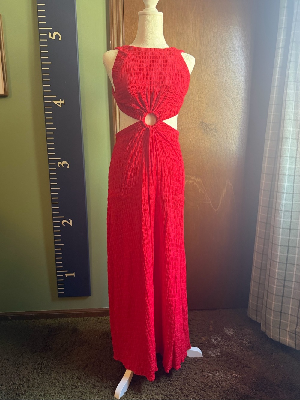 Hello Molly Red Cutout Maxi Dress with Ring Detail - Women